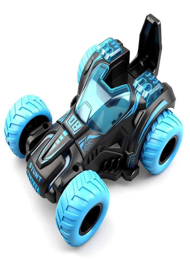 AtomDream Tech Friction Powered Flip Stunt Car, Push and Go Toy Car with 360° Upright Spin, Dual-Sided Rotating Off-Road Vehicle, No Batteries Required, Toy Car for Boys & Girls Ages 3 (Blue) - Image 1